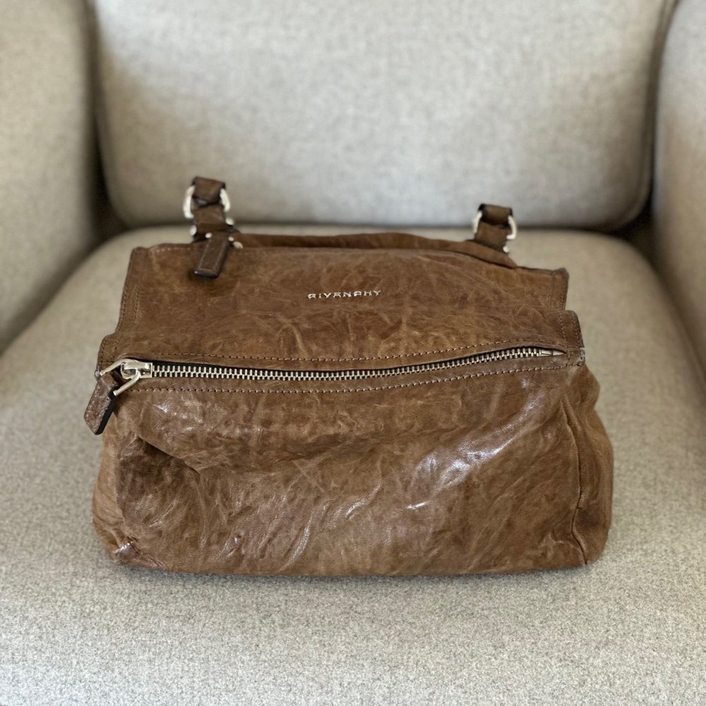 GIVENCHY Tumbled Sheepskin Small Pepe Pandora in Taupe Brown